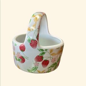 Vintage Ceramic Strawberry Floral Basket